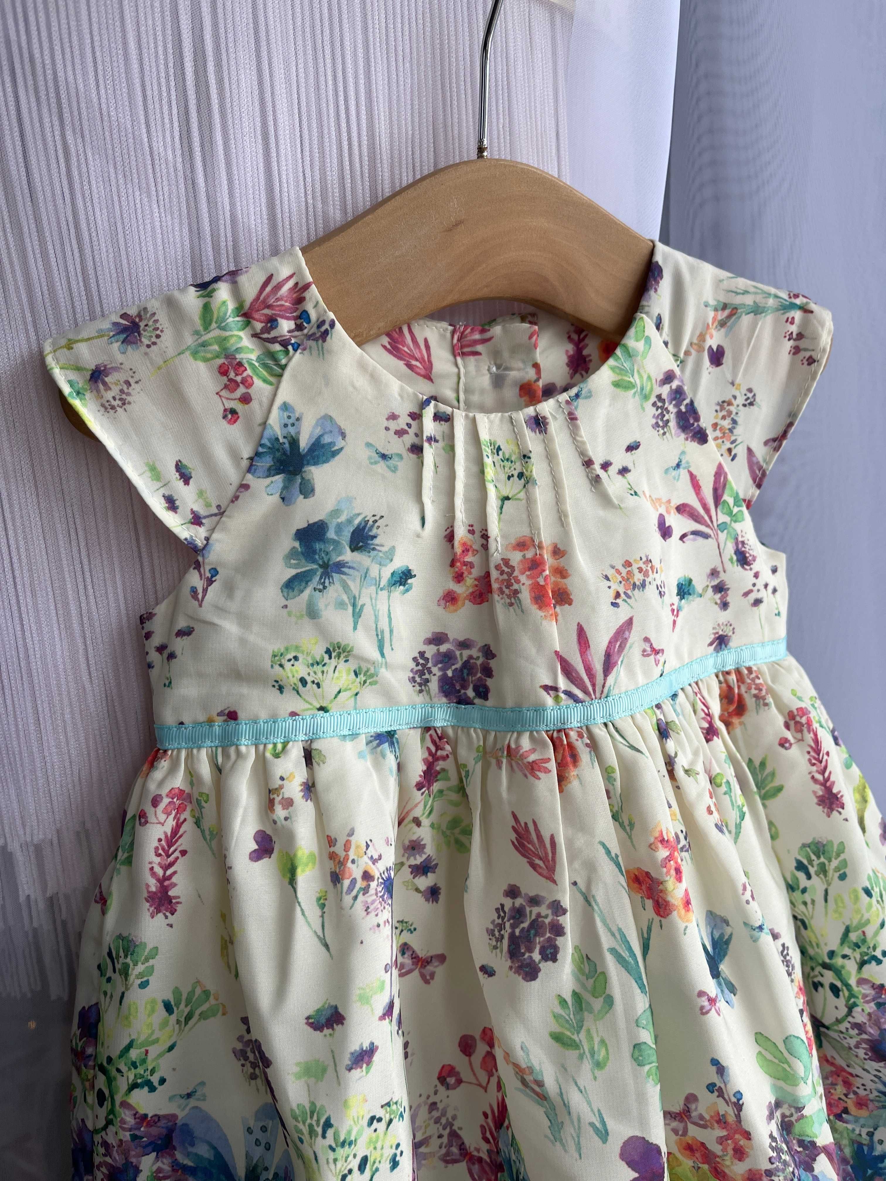 Sukienka kwiatki floral print tiulowa księżniczka Marks&Spencer 62 68