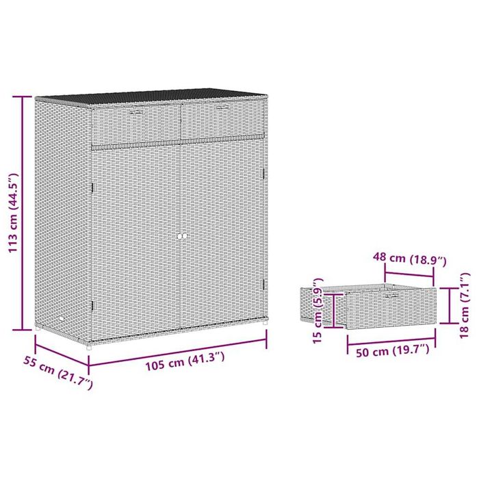 Szafka ogrodowa, szarobrązowa, 105x55x113 cm, technorattan