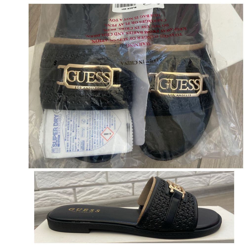 Шльопанці Guess, оригінал. Шльопки жіночі, чорні. Розмір в наявн 8