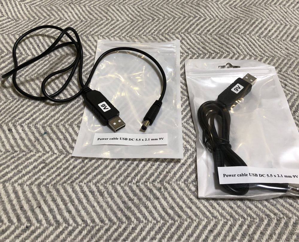 Продаю 2 новых кабеля USB DC 5.5 x 2.1mm 9V