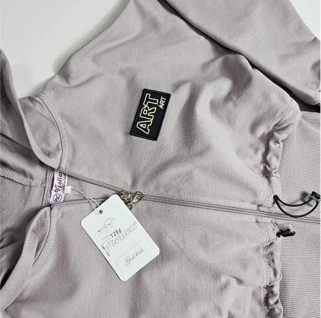 Komplet dresowy dla dziewczynki bluza na zamek +spodnie dzwony 158/164