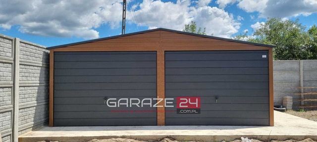 Garaż blaszany 6x5,80m złoty dąb+grafit*producent*wzmocniony profilem*