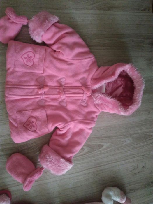 Kurtka zimowa płaszczyk na zime czapki rozm 62/68