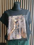 Czarna bluzka t-shirt krótki rękaw r.xl Reserved złote mazy