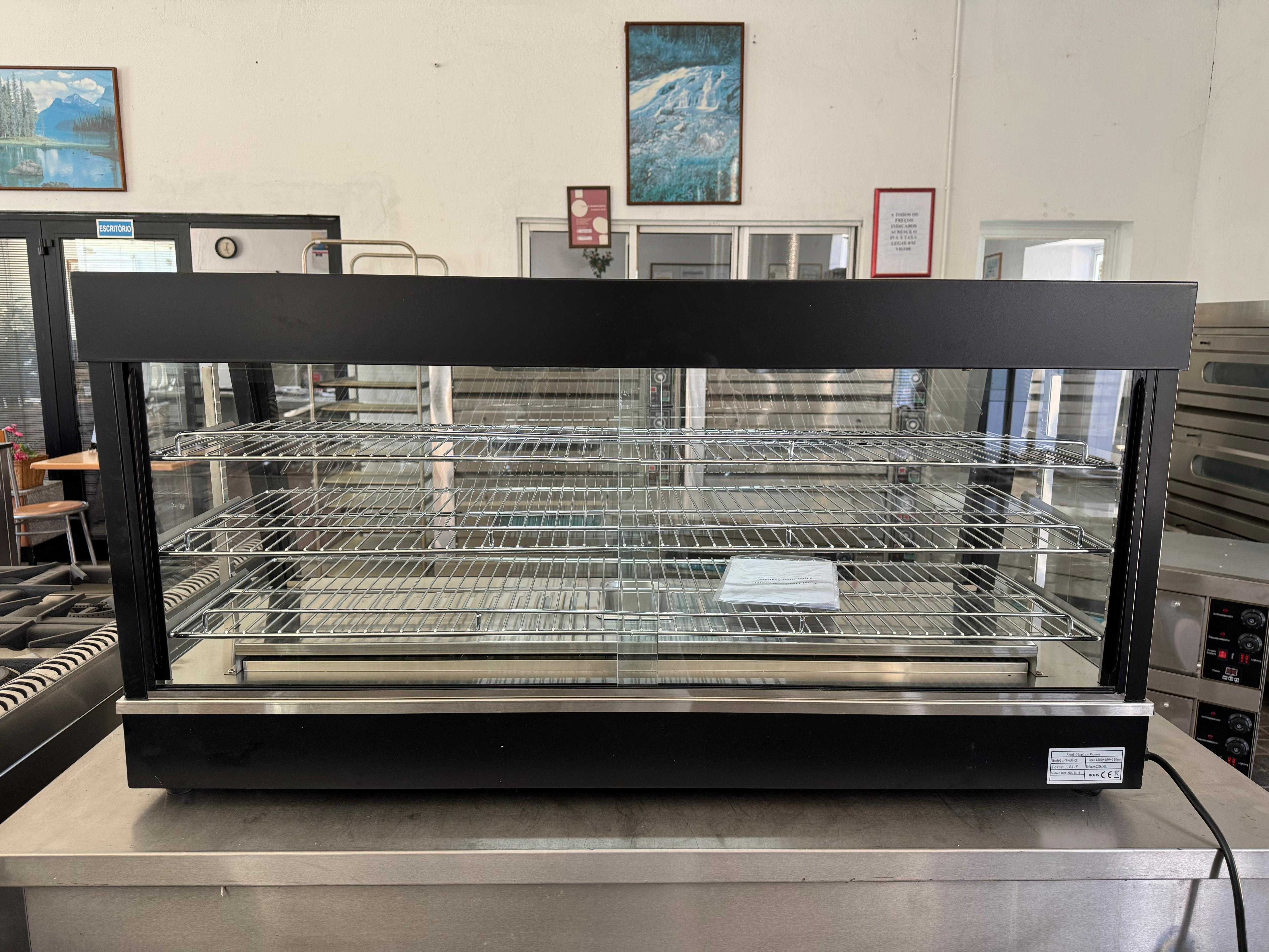 ACM1616 - Vitrine Expositora Aquecida 1,2m com 3 Prateleiras - NOVA