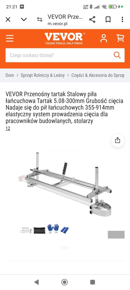 Tartak przenośny Vevor NIE UŻYWANY!!!