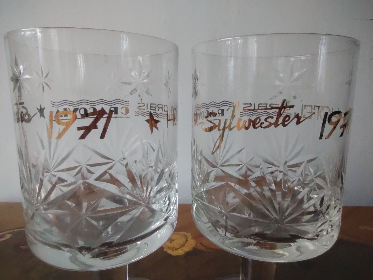 Szkło kieliszki (2sztuki) kryształ Sylwester hotel Orbis pamiątka PRL