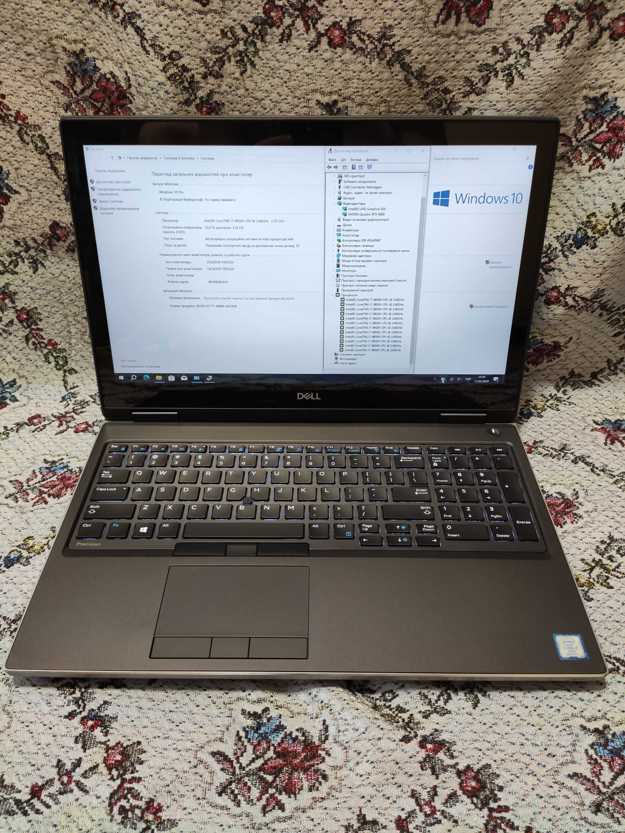 відео монтаж сенсор Dell Precision 7540 i7 32/512 SSD RTX 4000 8Gb