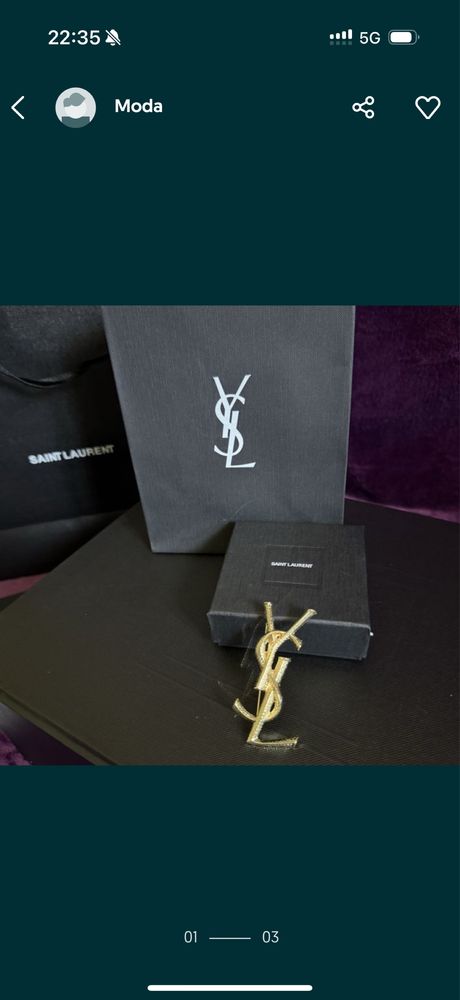 Broszka YSL komplet pudelko