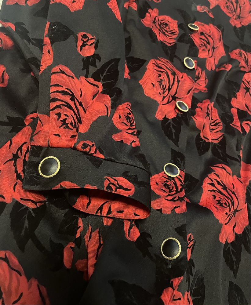Bluzka damska koszulowa koszula Vintage retro 80s kwiaty XL 42