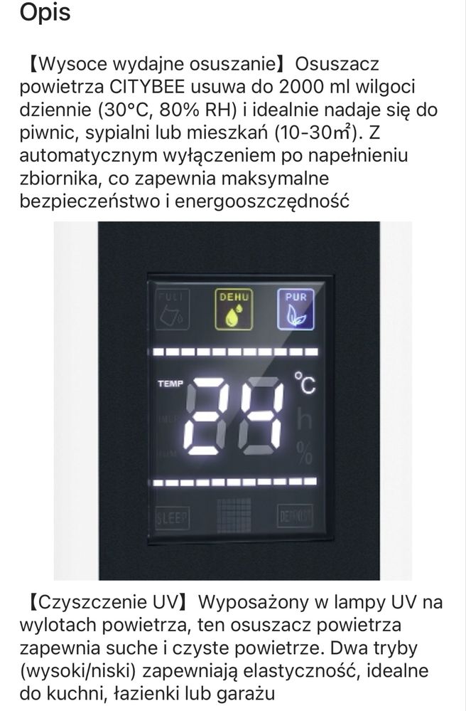 Osuszacz uzdatniacz powietrza 2l z pilotem