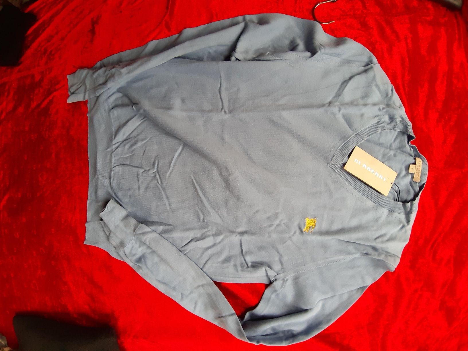 Burberry sweter M niebieski 100% oryg nr seryjny piękny wyjątkowy