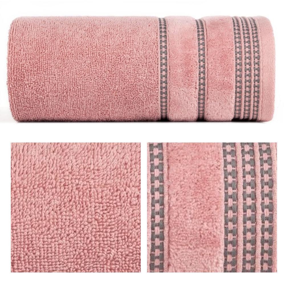 Ręcznik 30x50 pudrowy różowy z ozdobną welurową