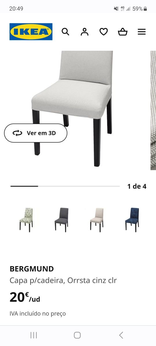 Capa cadeira ikea