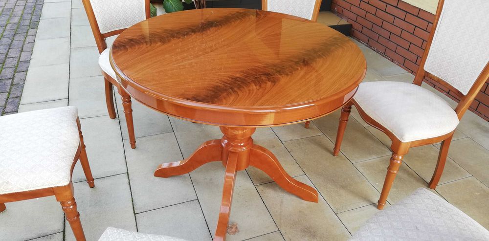 Stół rozkładany okrągły drewniany do krzesła  stolik stylowy