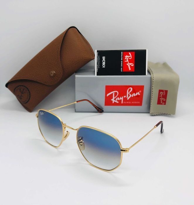 Солнцезащитные очки Ray Ban Hexagonal 3548N Gold-Blue 54мм стекло