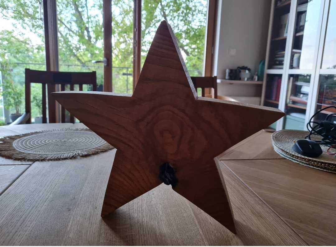 Ozdoba drewniana gwiazda święta figurka