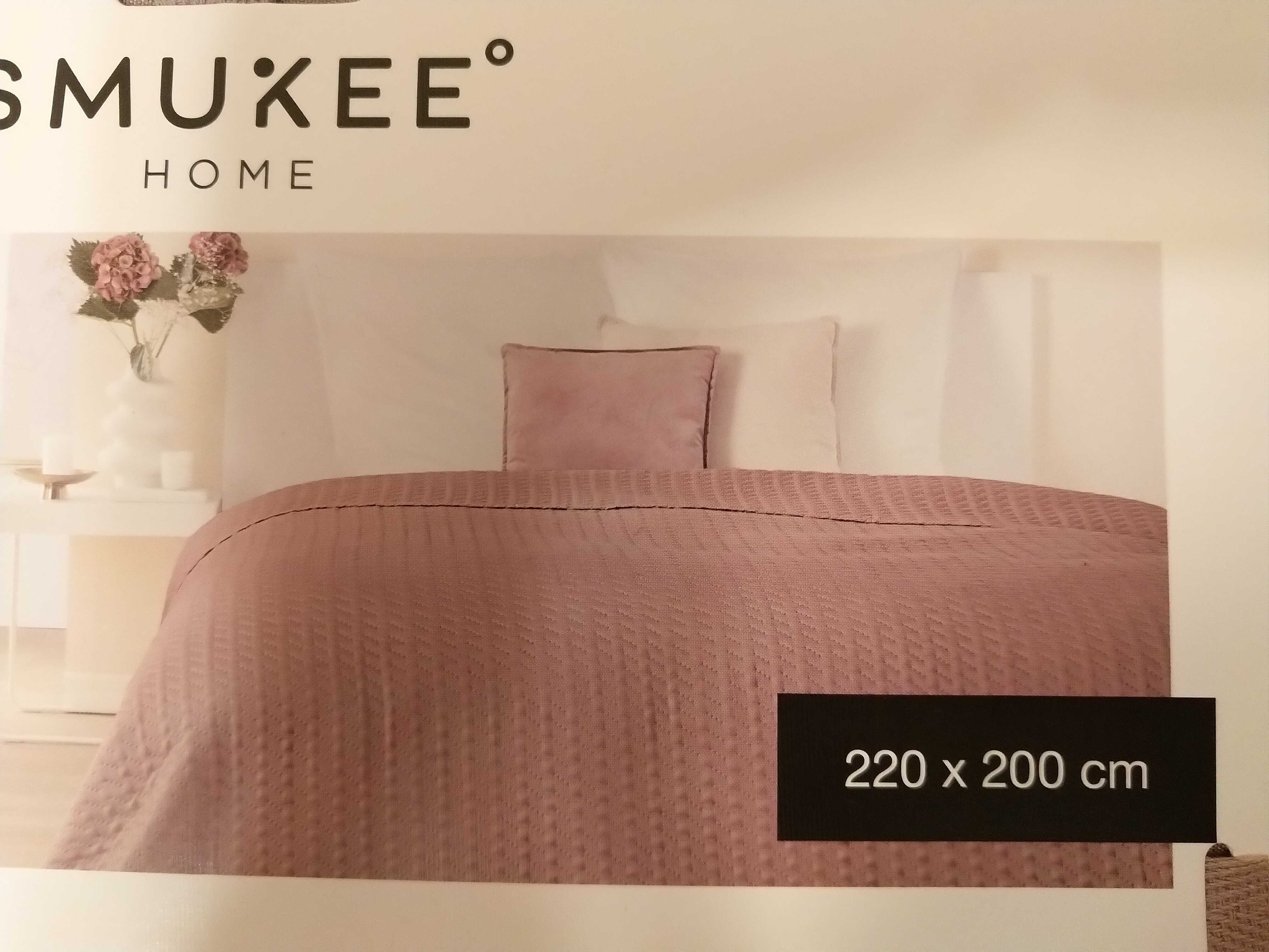 NOWA Narzuta Na Łóżko Kapa 200 x 220 Kolor - pudrowy róż SMUKEE