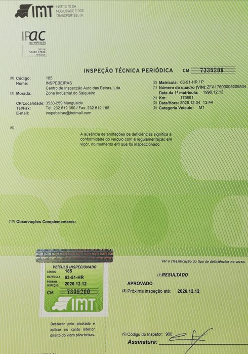 Fiat punto inspecção até 12/2026