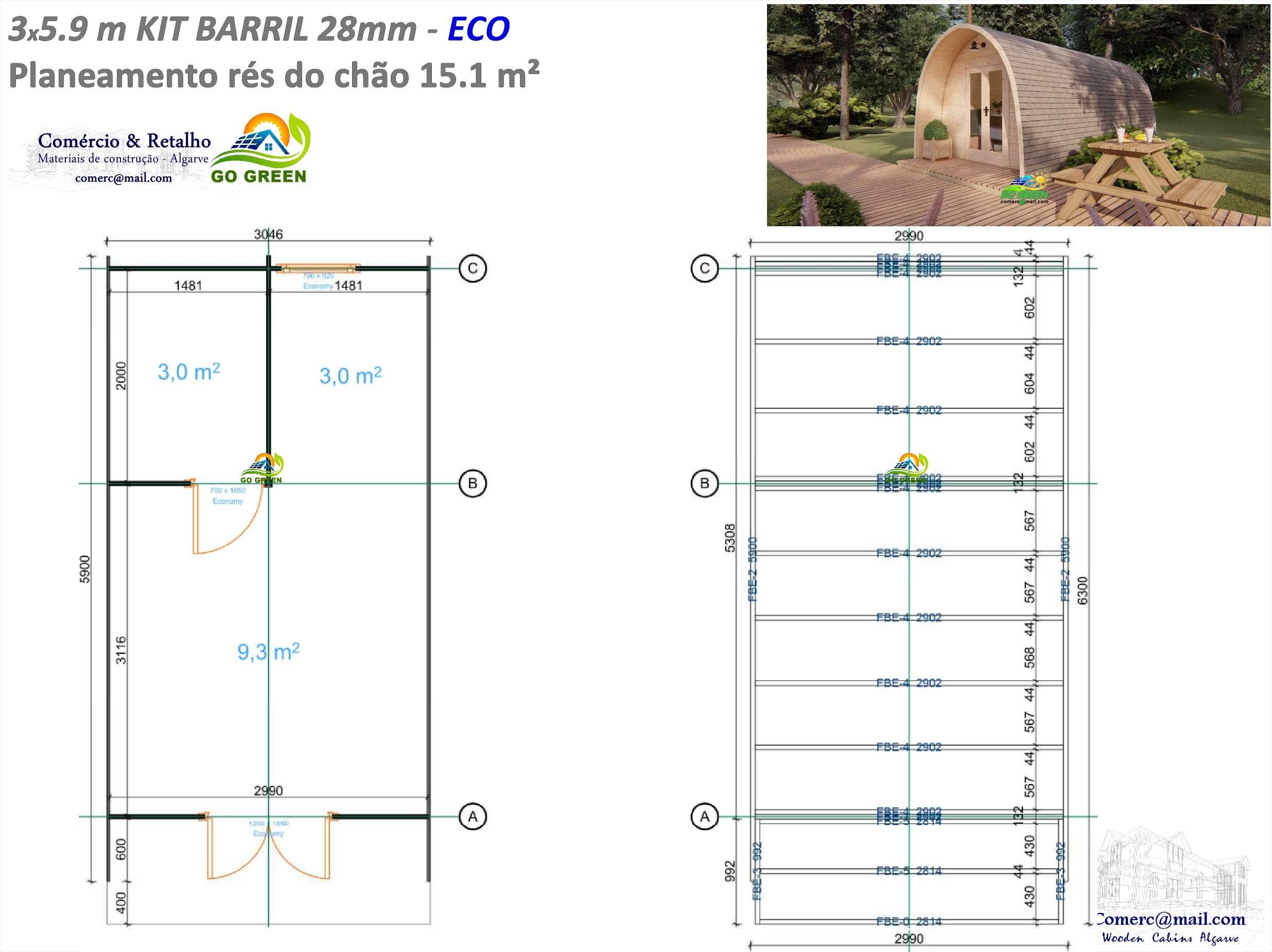 Casa Madeira KIT BARRIL / Kokon 28/44mm - Coberta 19.4m² - ECO