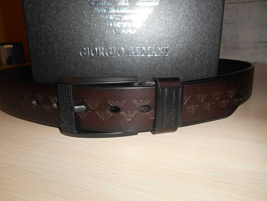 Emporio Armani Męski pasek firmowy, skóra naturalna, Włochy 95-86