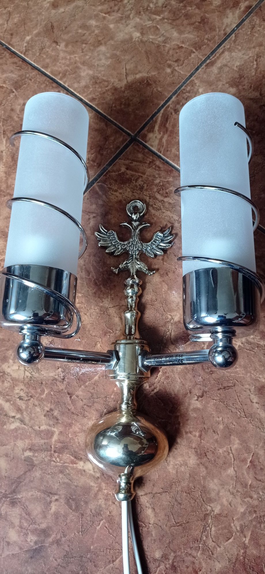 Kinkiet z orłem dwugłowym mosiężny