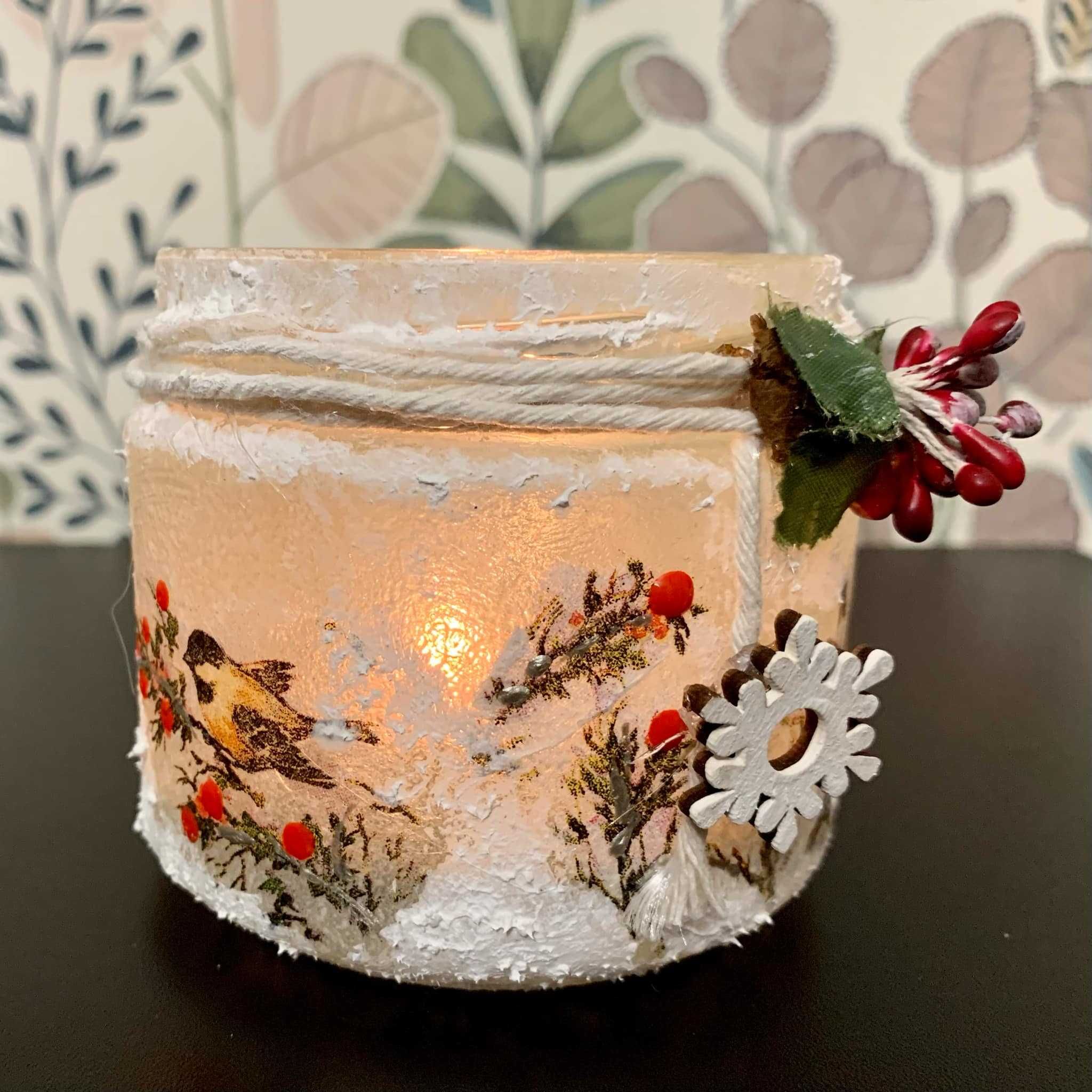 Świecznik-lampion Decoupage