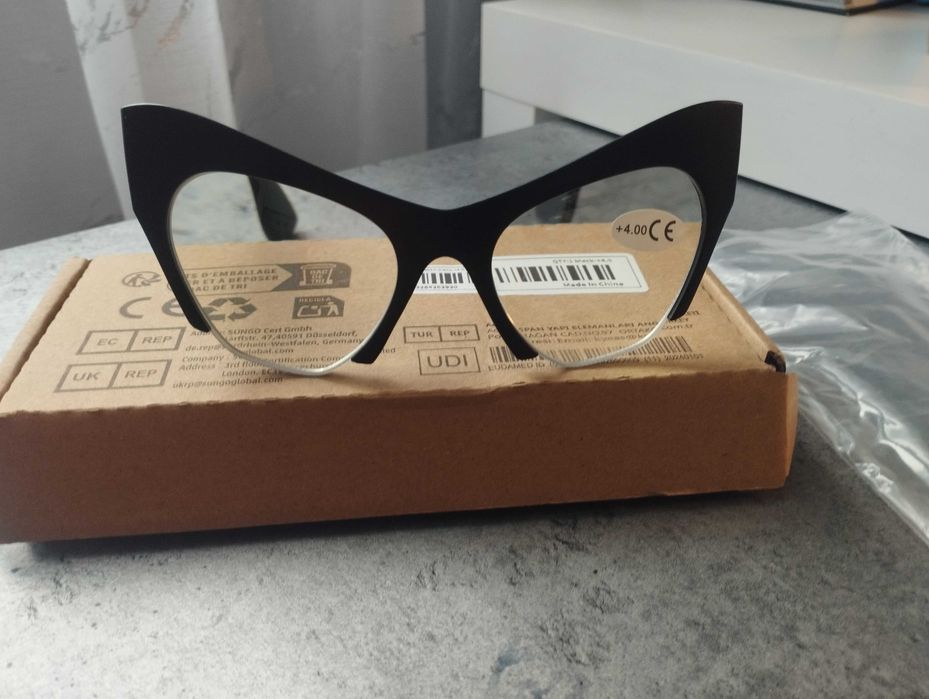 Okulary do czytania,kocie oczy,czarne+4