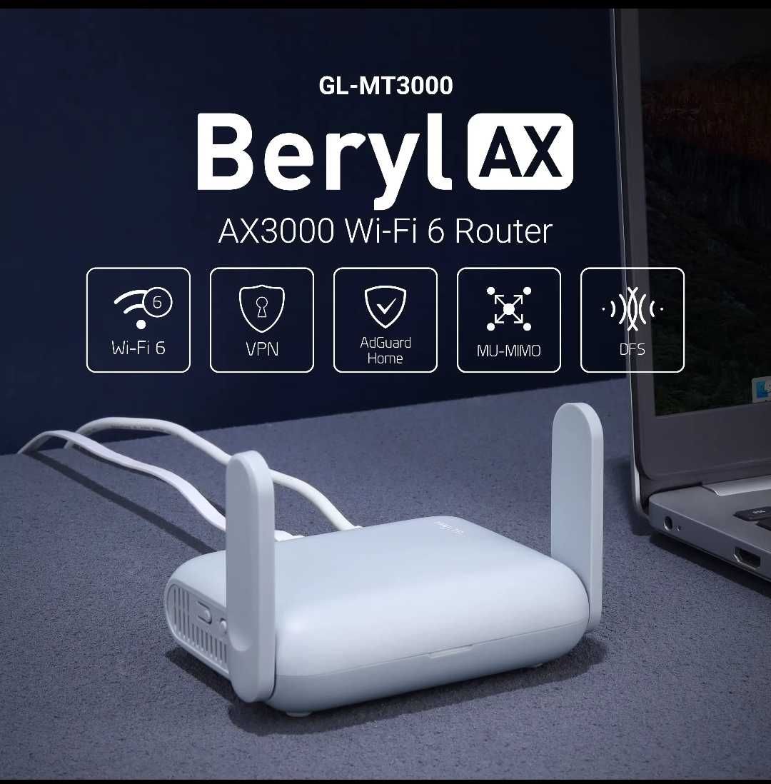 Роутер GL.iNet Beryl AX GL-MT3000 OpenWrt VPN 2.5Gbit WAN USB 3.0
