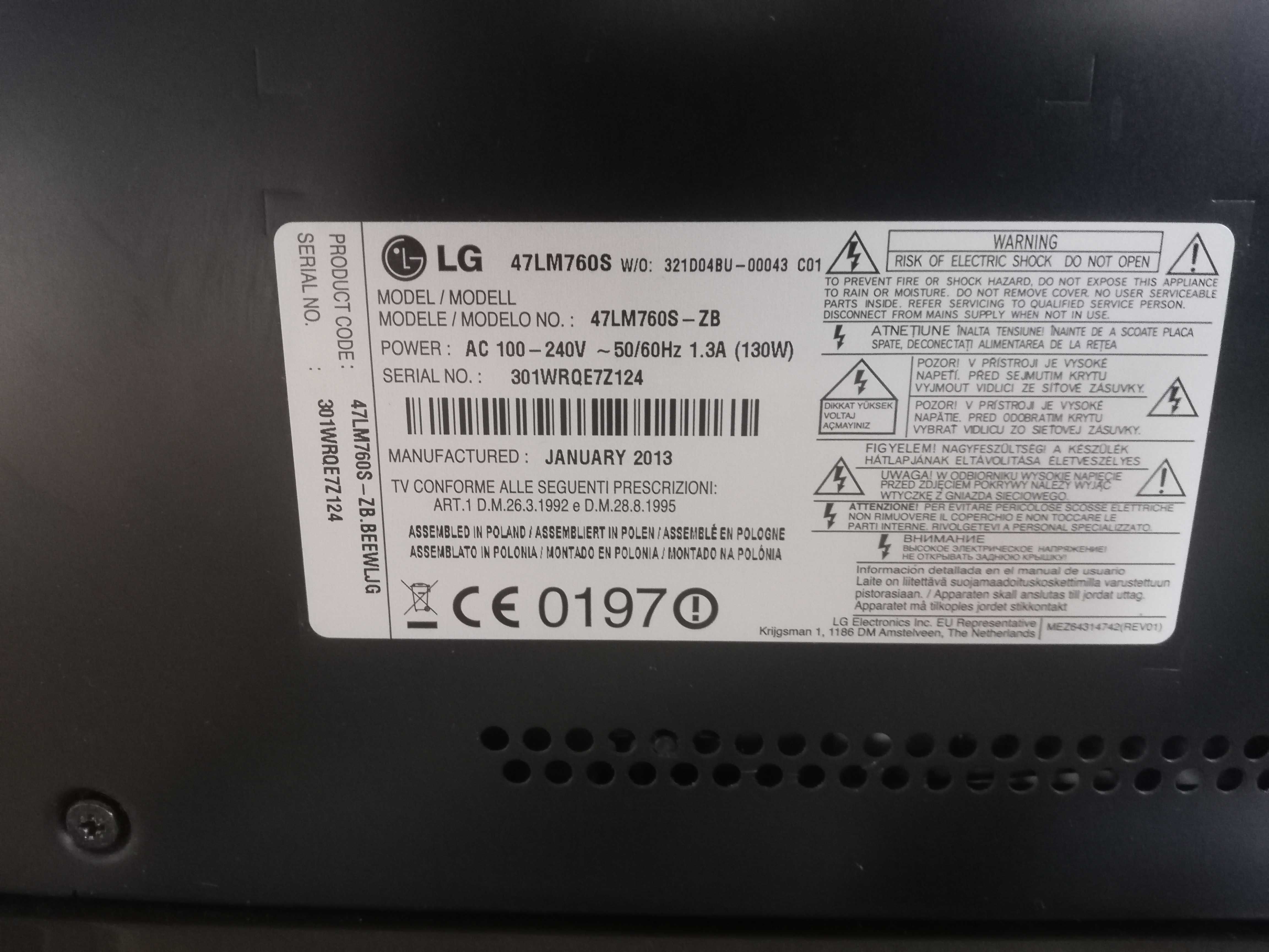 LG 47LM760S uszkodzona matryca