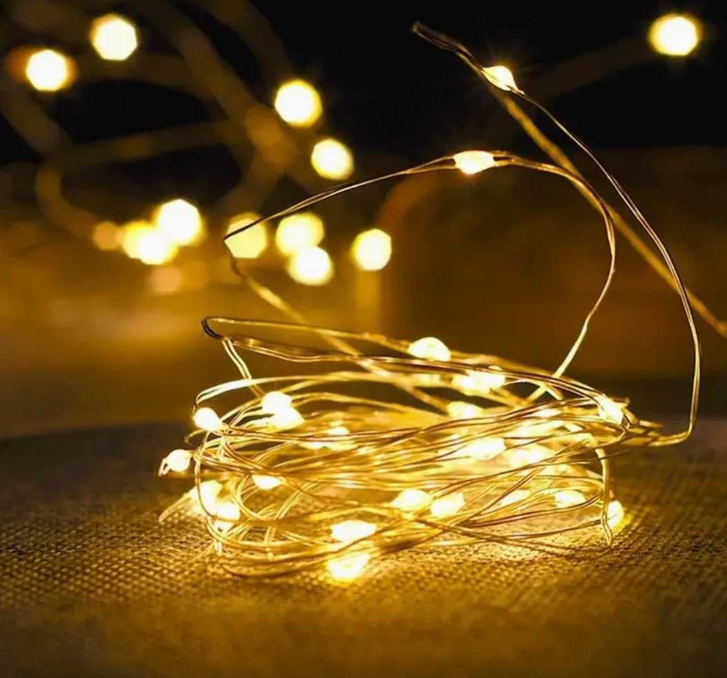 Led fairy lights 10 lampek na baterie drobne elastyczny drucik 1m