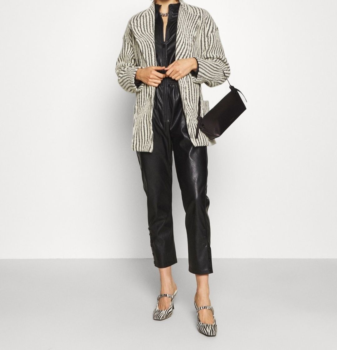Krótki płaszcz IRO Paris w paski  85% wełna r 36-40 oversize bez paska