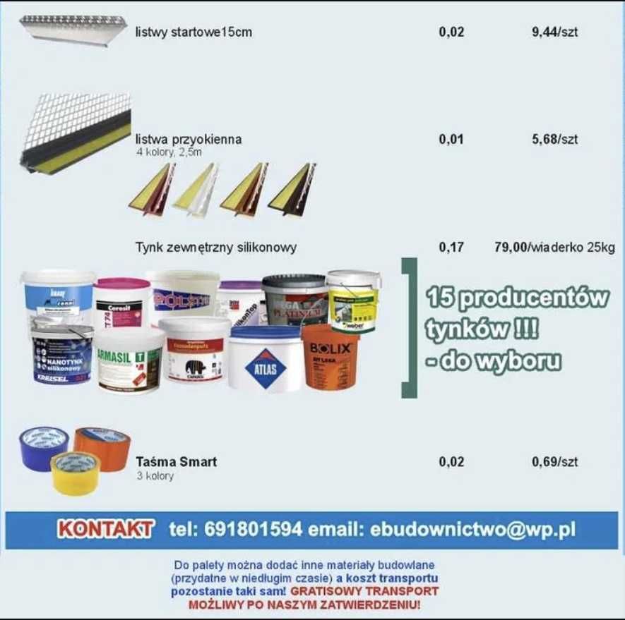 System elewacyjny Styropian elewacja podłoga transp GRATIS CAŁA POLSKA
