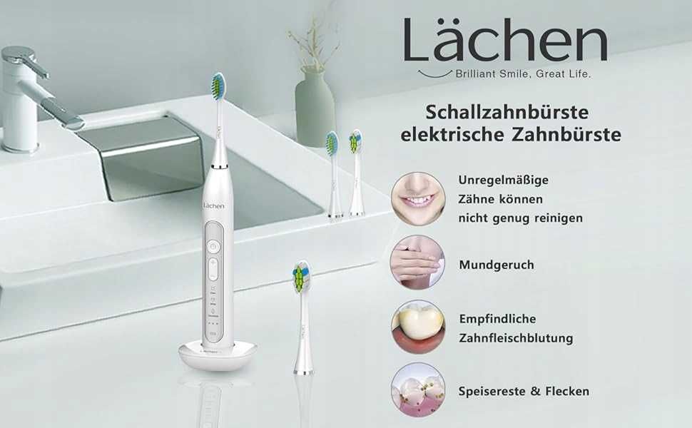 Lächen sonic różowa szczoteczka elektryczna z 4 końcówkami