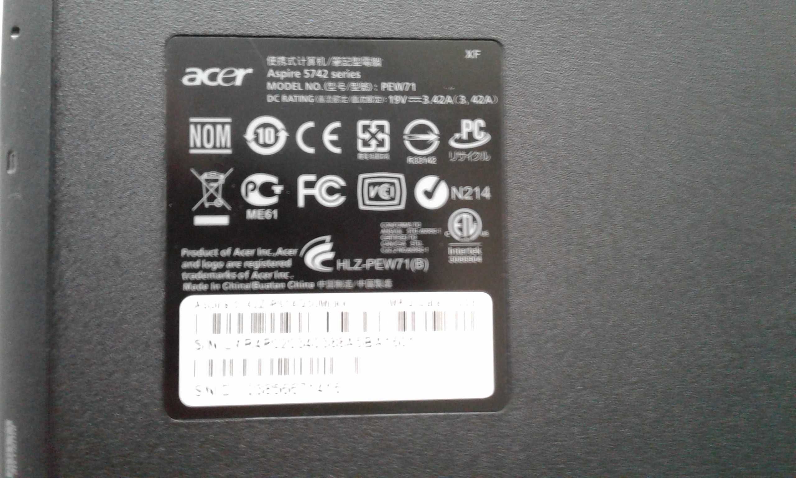 Ноутбук Acer Aspire 5742  HDD 500 Gb Запчастини ( робочий)