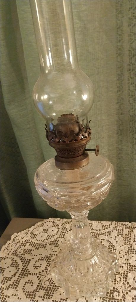 Piękna XIX wieczna lampa naftowa duża 100% sprawna