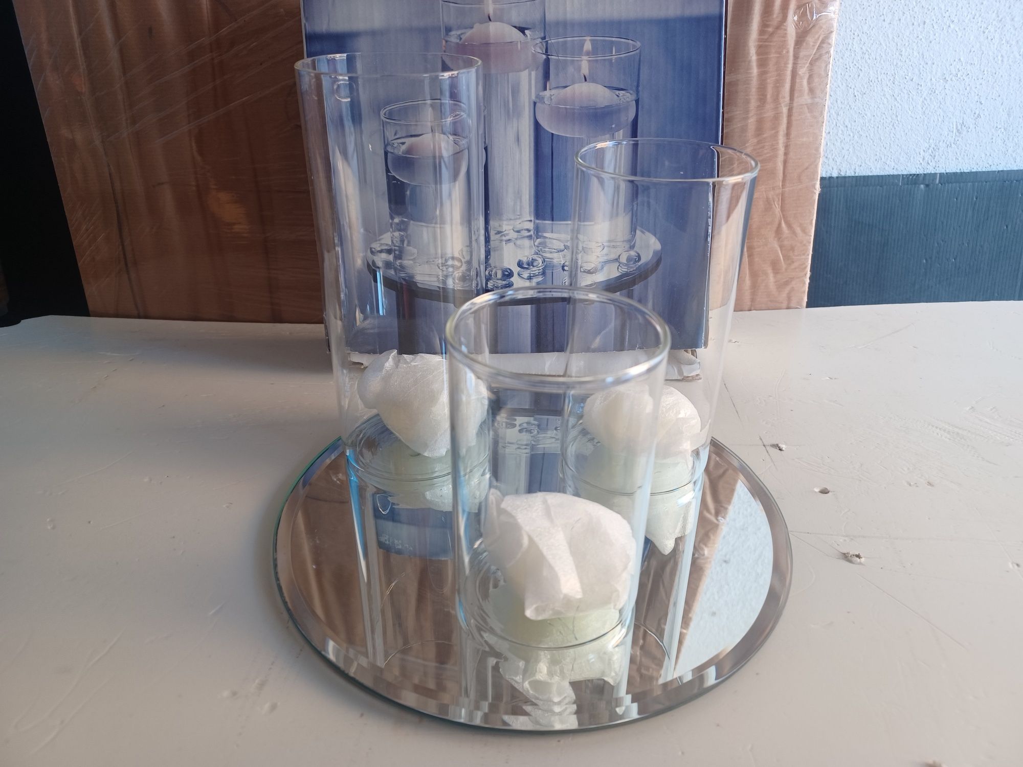 Conjunto três vasos para velas