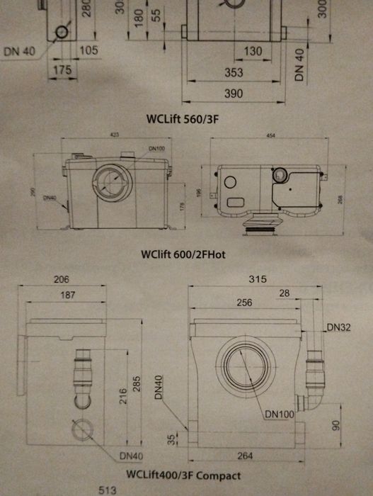 Sprut WCLift 600/2F Hot установка канализационная бытовая