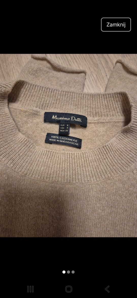 Kaszmirowy sweterek massimo dutti S