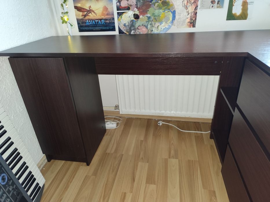 Biurko narożne z szafką i szufladami 155x85x77