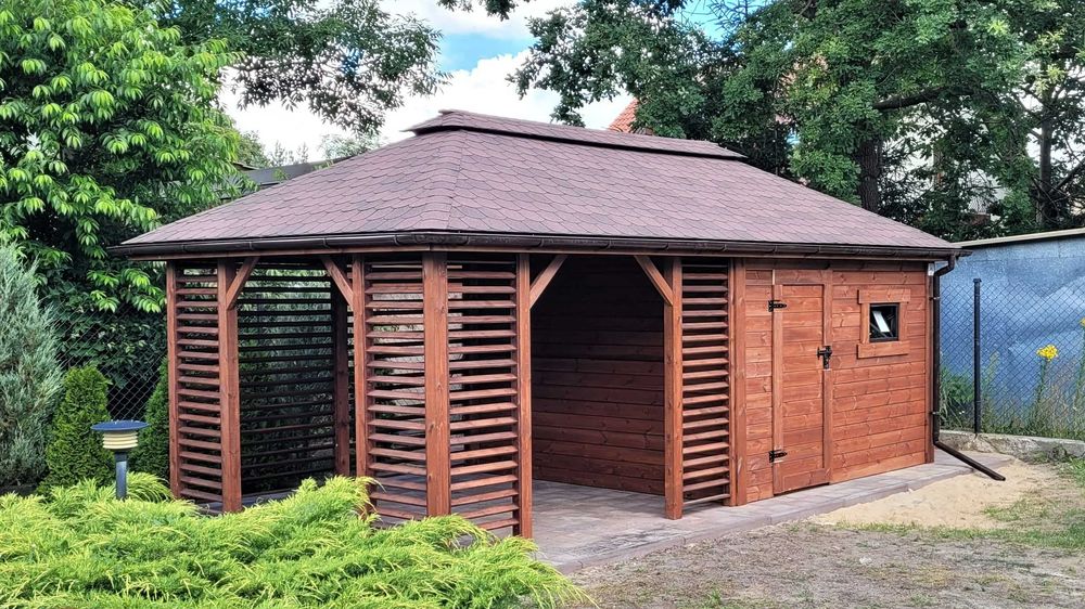 Domek Narzędziowy z Altaną VIOLA 7x3 domek altanka DREWNOTRIK.PL