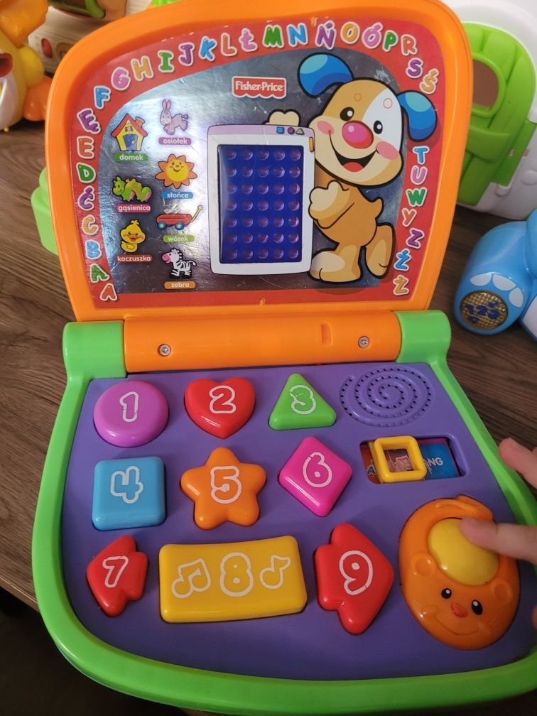 Zabawki fisher price , vtech, clementoni, laptop, hipopotam, kaczka