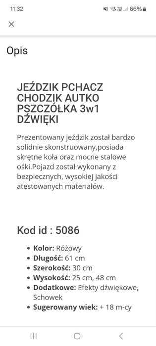 Jeździk autko / pchacz