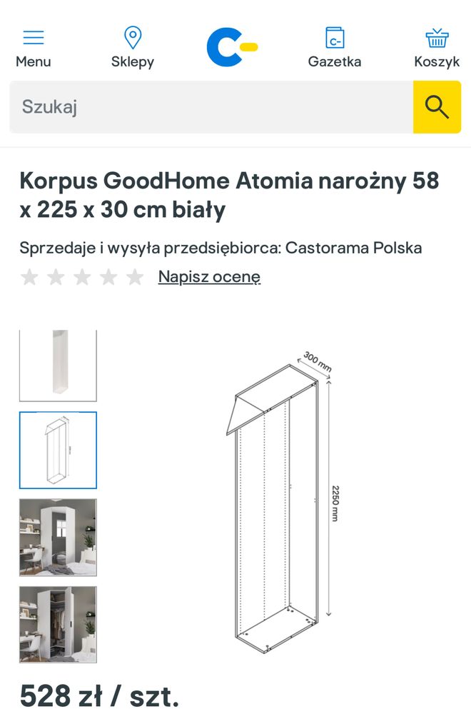 Korpus narożny do szafy GoodHome Atomia.