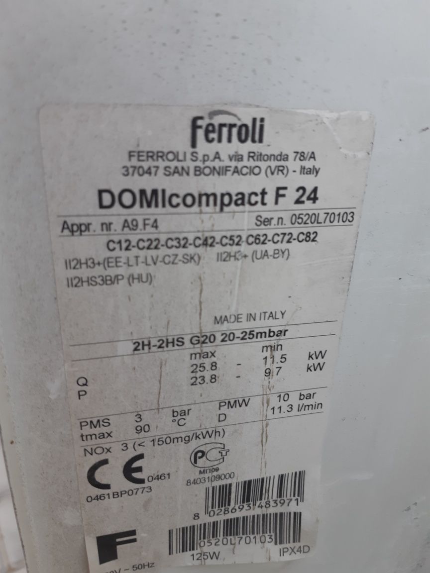 Котёл Ferroli DOMicompact F24 по запчастям