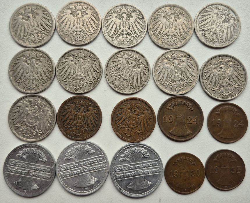 Пфенінги Веймар Рейх 1891 - 1935 рр. Без повторів 20 монет