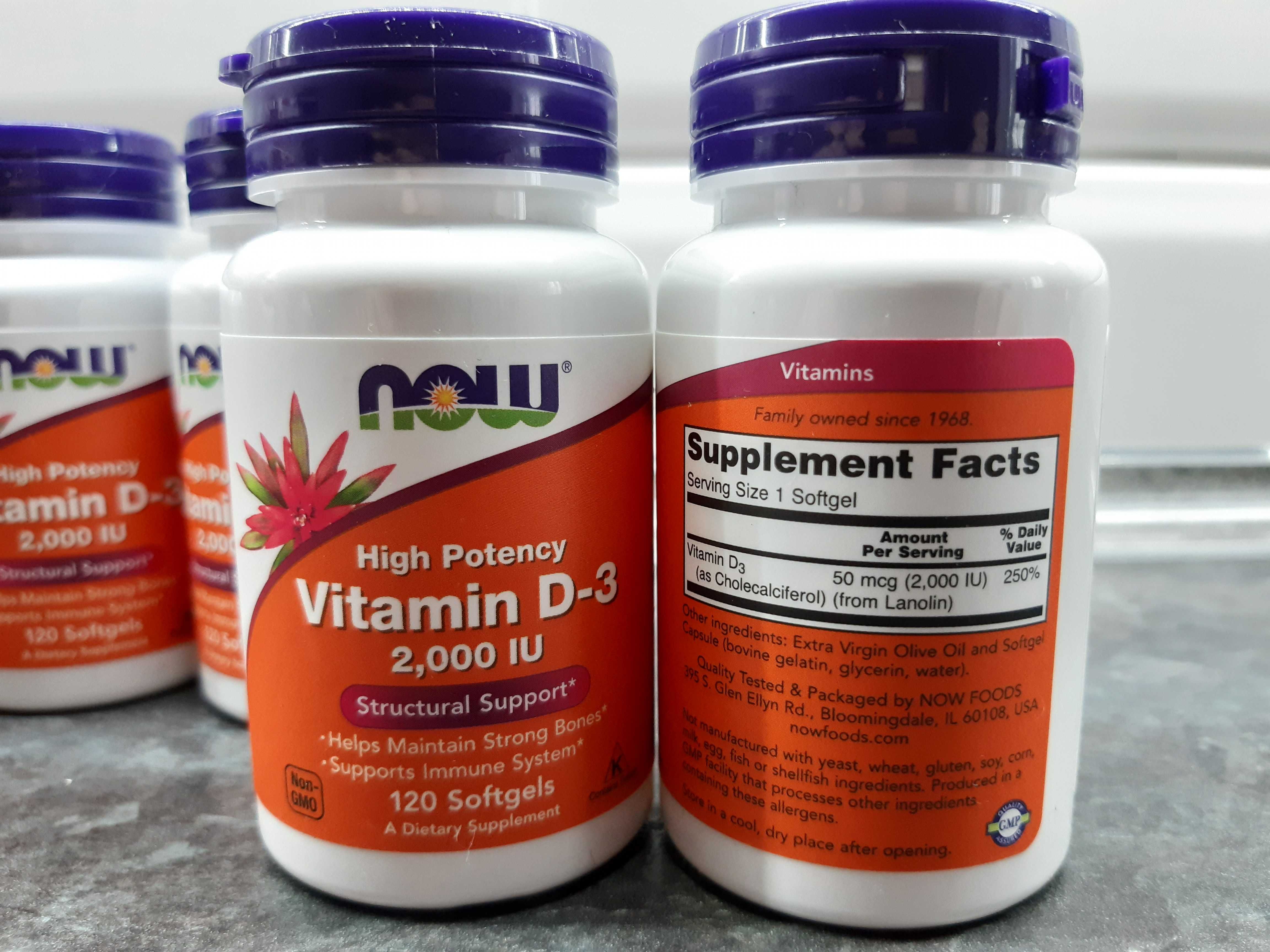 Now Foods, Vitamin D3 2000 МЕ (120 капс.), витамин D3, вітамін D3
