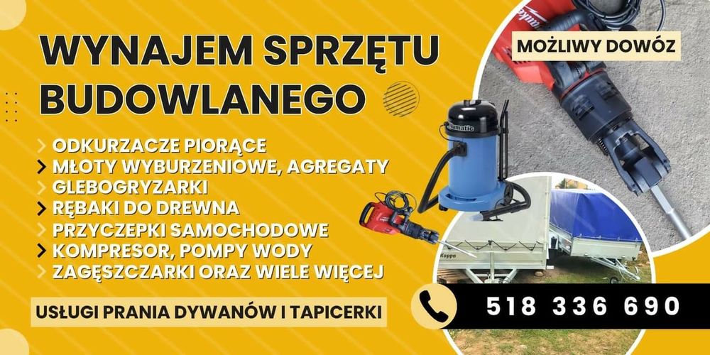 Wynajem sprzetow budowlanych i odkurzaczy
