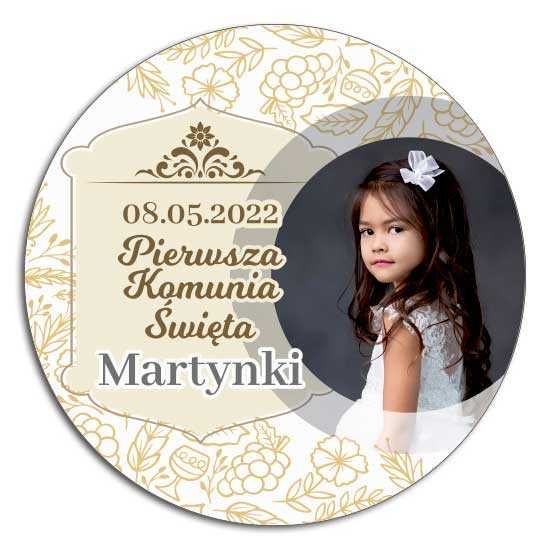 Magnes ze zdjęciem okrągły 5cm chrzest ślub urodziny komunia
