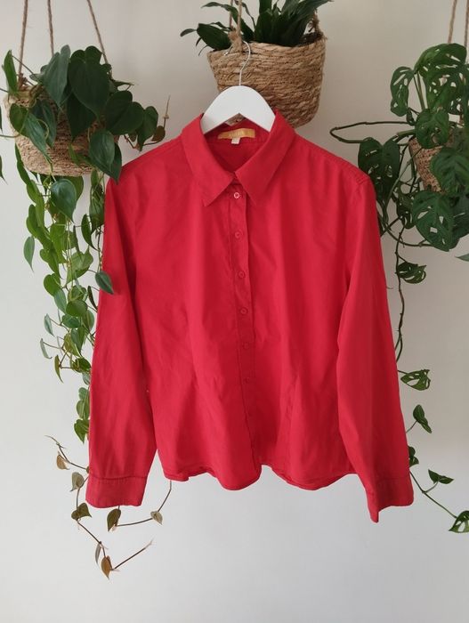 Koszula damska, taliowana, z bawełny, czerwona r.46 BIBA